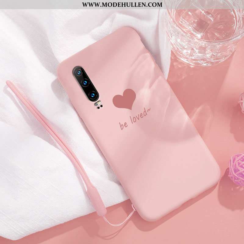 Hülle Huawei P30 Silikon Schutz Einfassung Einfach Licht Mode Anti-sturz Rosa