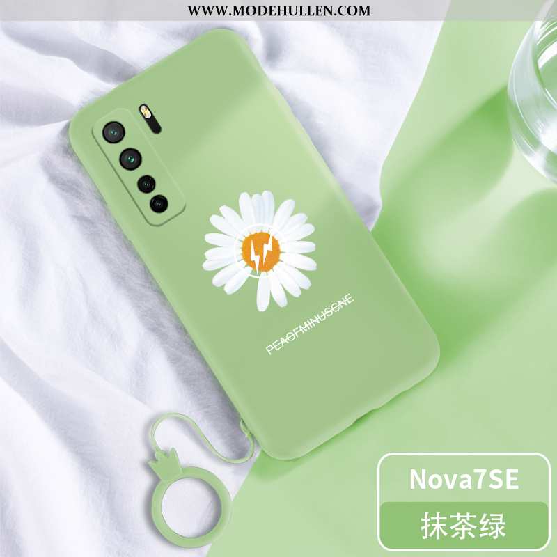 Hülle Huawei P40 Lite 5g Persönlichkeit Kreativ Schutz Grün Chrysanthemes Netto Rot Weiche