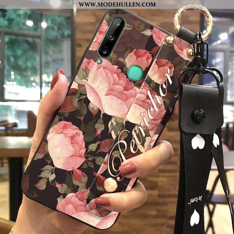 Hülle Huawei P40 Lite E Schutz Hängende Verzierungen Frisch Kreativ Weiche Case Blumen Rosa
