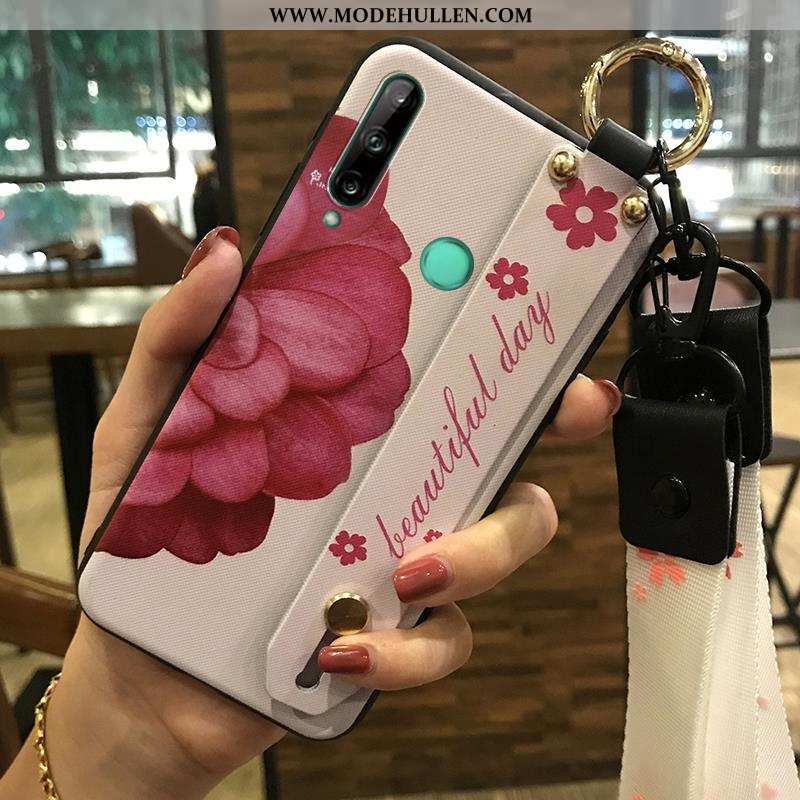 Hülle Huawei P40 Lite E Schutz Hängende Verzierungen Frisch Kreativ Weiche Case Blumen Rosa