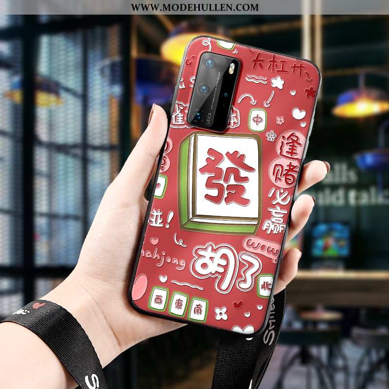 Hülle Huawei P40 Pro Prägung Karikatur Glücklich Handy Einfassung Schutz Kreativ Rote
