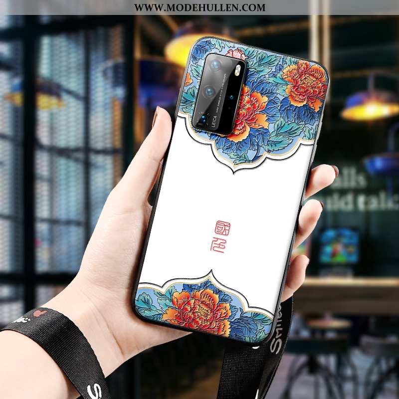 Hülle Huawei P40 Pro Silikon Schutz Anti-sturz Trend Neu Chinesische Art Handy Weiße
