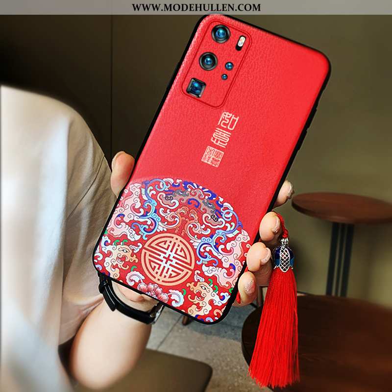 Hülle Huawei P40 Pro Weiche Dünne Halterung Super Schutz Alles Inklusive Rot Rote