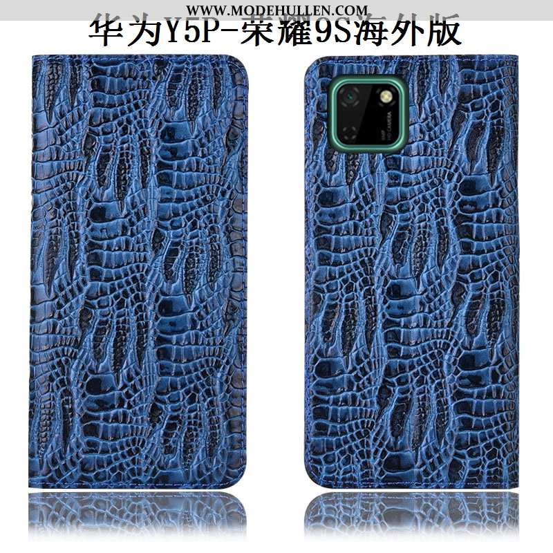 Hülle Huawei Y5p Echt Leder Muster Anti-sturz Handy Folio Schutz Braun