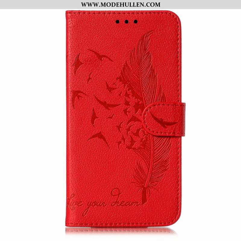 Hülle Huawei Y6p Geldbörse Lederhülle Clamshell Handy Anti-sturz Alles Inklusive Rote