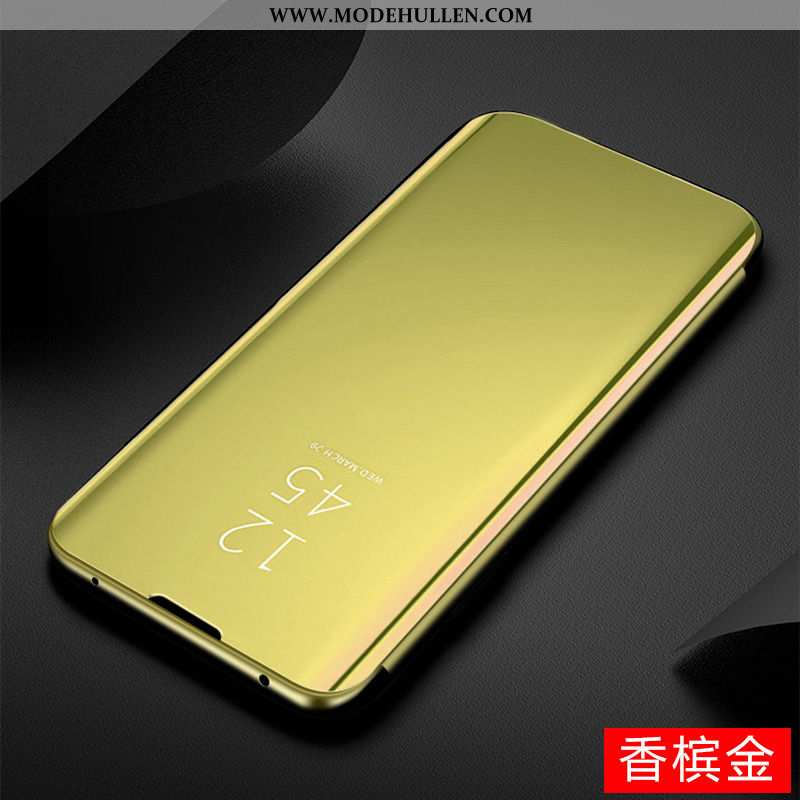 Hülle Huawei Y6p Lederhülle Zubehör Anti-sturz Spiegel Handy Halterung Clamshell Gold