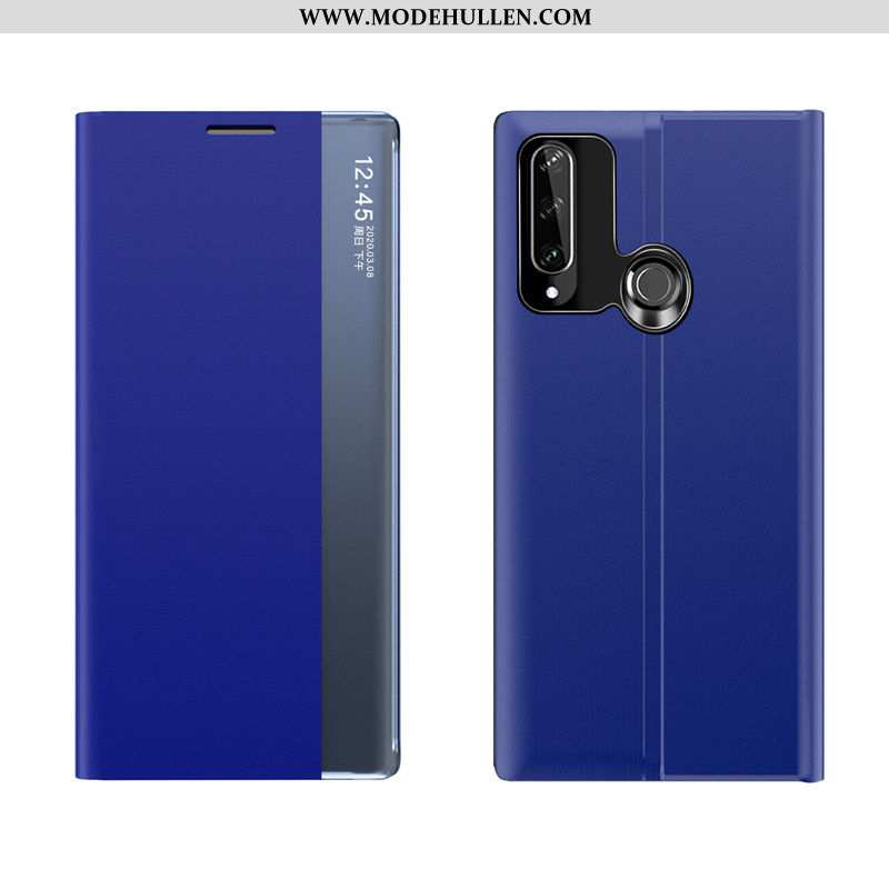Hülle Huawei Y6p Schutz Lederhülle Clamshell Handy Case Windows Blau