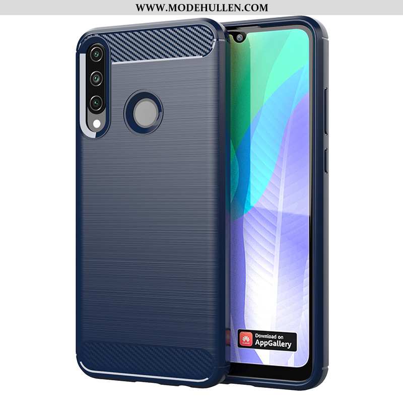 Hülle Huawei Y6p Schutz Muster Einfarbig Handy Case Rutschfest Einfach Blau