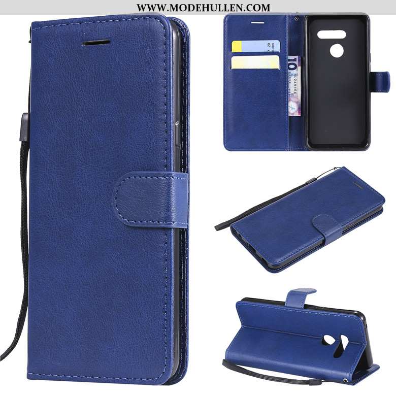 Hülle Lg V30 Schutz Lederhülle Einfarbig Case Handy Folio Blau