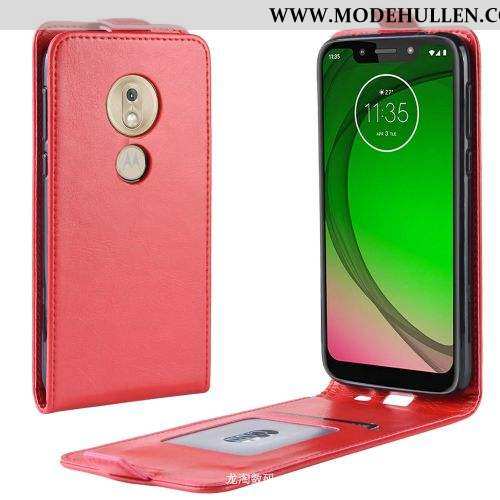 Hülle Moto G7 Play Lederhülle Weiche Alles Inklusive Rot Schutz Clamshell Rote