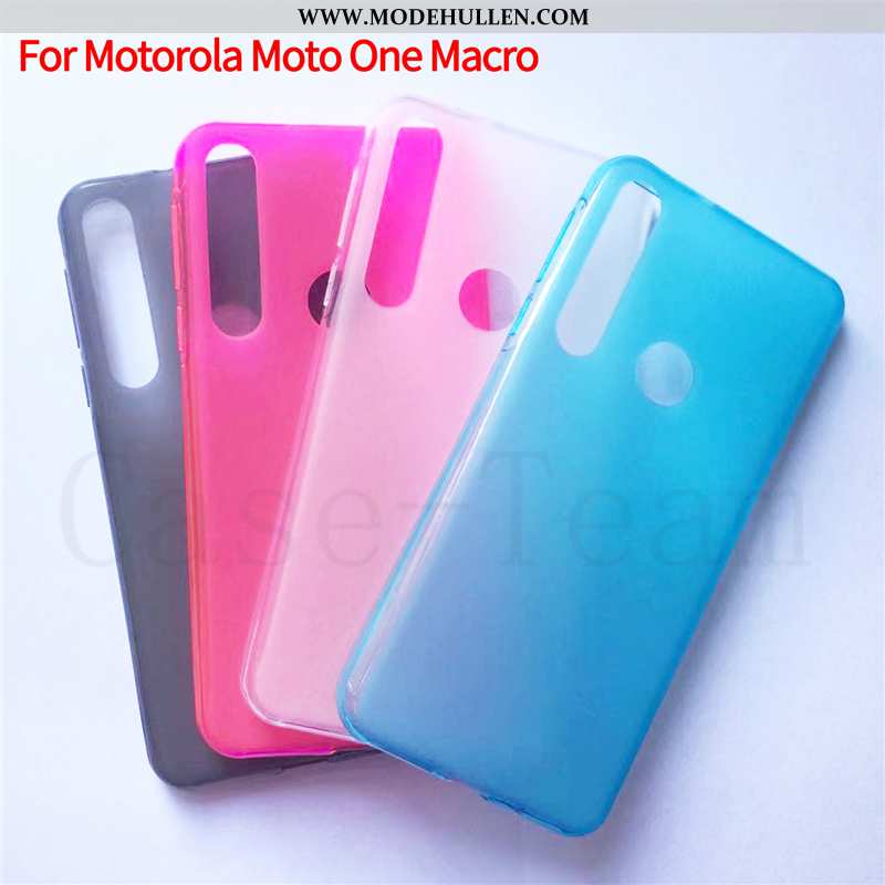 Hülle Motorola One Macro Schutz Stoff Blau Handy Case