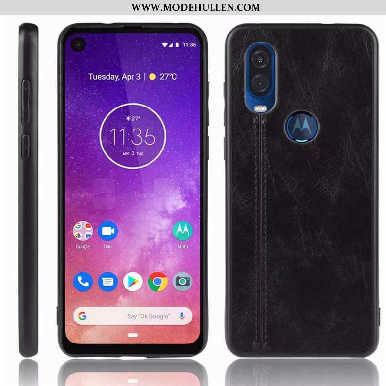Hülle Motorola One Vision Schutz Handy Alles Inklusive Case Dunkelblau Anti-sturz