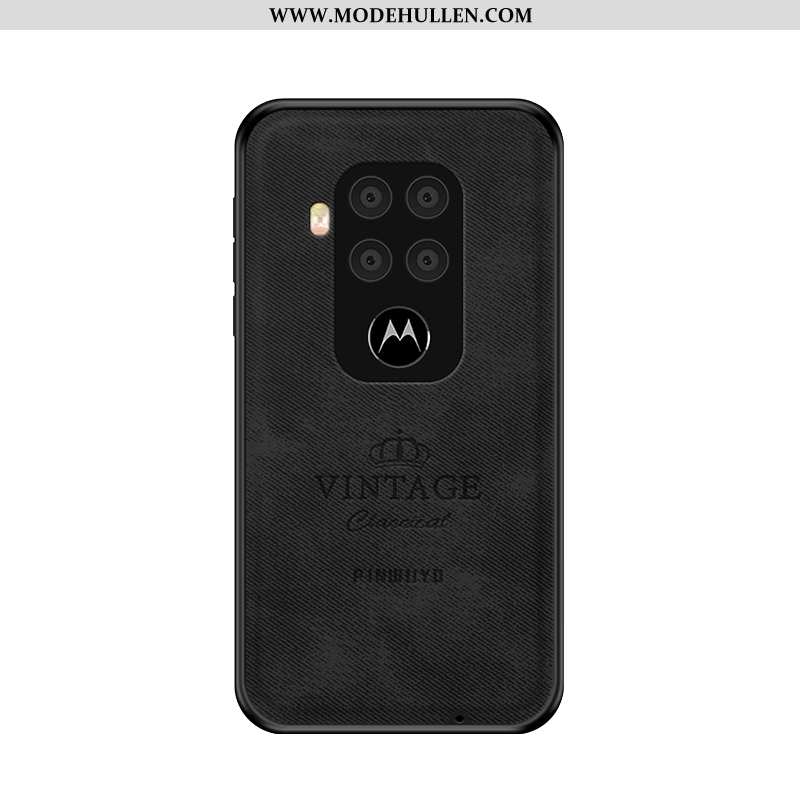 Hülle Motorola One Zoom Nubuck Super Dünne Schwarz High-end Stoff