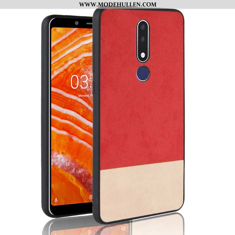 Hülle Nokia 3.1 Plus Muster Schutz Rot Case Alles Inklusive Handy Denim Rote