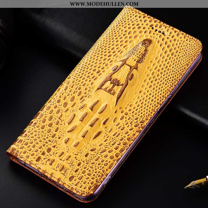 Hülle Nokia 3.1 Plus Schutz Lederhülle Anti-sturz Gelb Case Handy Krokodilmuster Gelbe