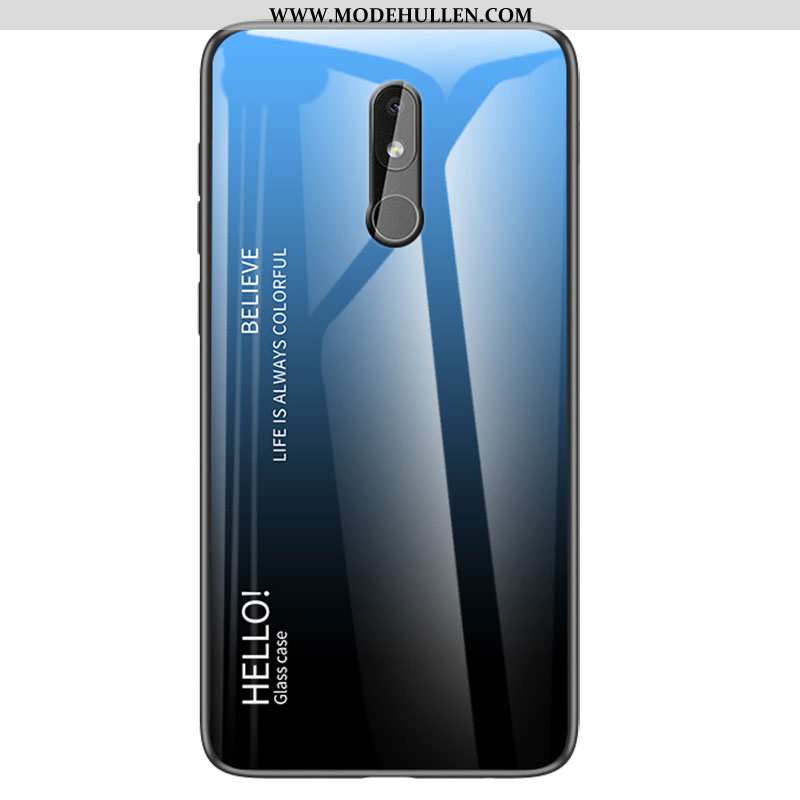 Hülle Nokia 3.2 Persönlichkeit Silikon Einfach Schutz Glas Case Blau