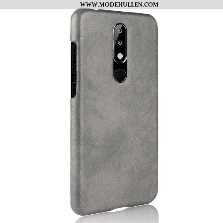 Hülle Nokia 5.1 Plus Leder Muster Schutz Schwer Case Grau