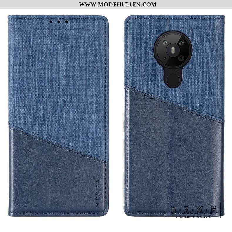 Hülle Nokia 5.3 Lederhülle Schutz Blau Handy Case High-end
