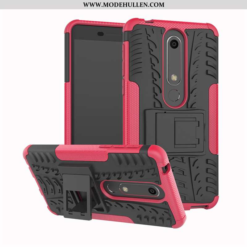Hülle Nokia 6.1 Silikon Schutz Muster Anti-sturz Handy 2020 Rot Rosa