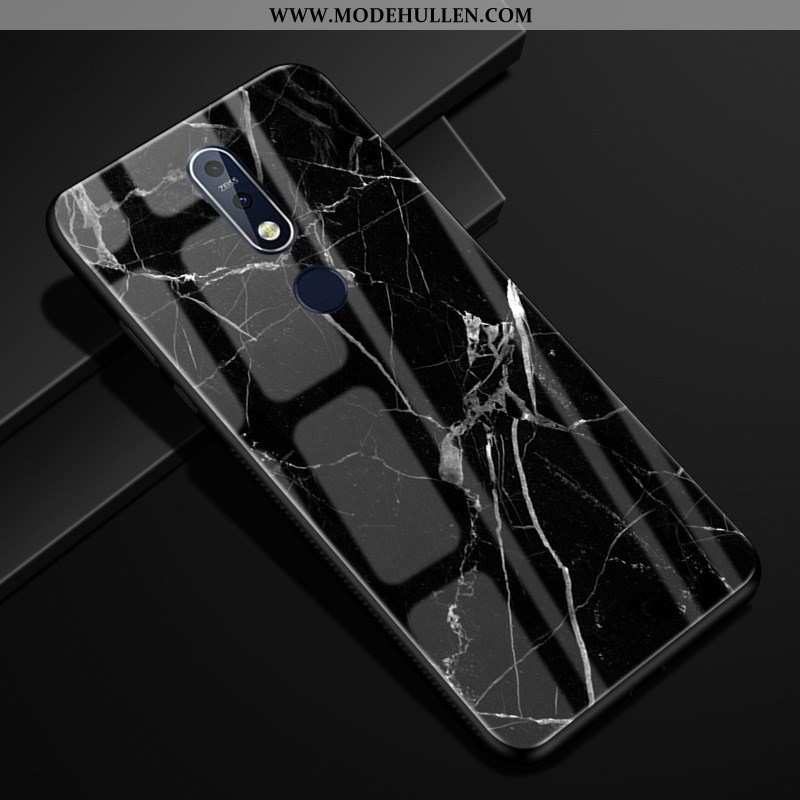 Hülle Nokia 7.1 Schutz Glas Business Muster Braun Case Kreativ