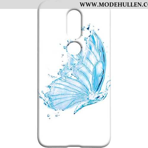 Hülle Nokia 7.1 Schutz Nubuck Case Handy Frisch Schmetterling Blau