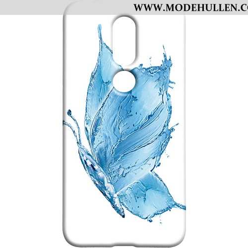 Hülle Nokia 7.1 Schutz Nubuck Case Handy Frisch Schmetterling Blau