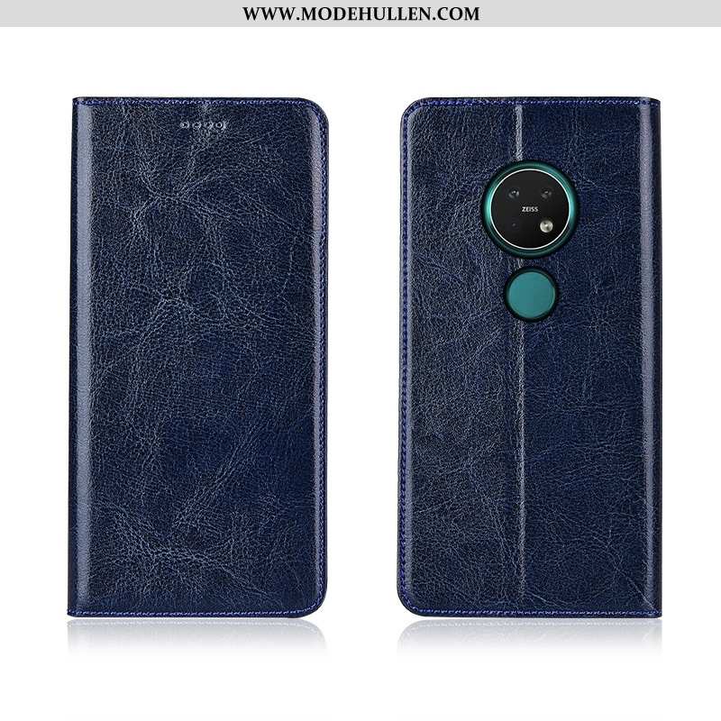 Hülle Nokia 7.2 Schutz Lederhülle Case Muster Braun Silikon