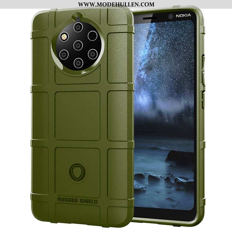 Hülle Nokia 9 Pureview Schutz Magnetismus Handy Pu Anti-sturz Case Army Grün