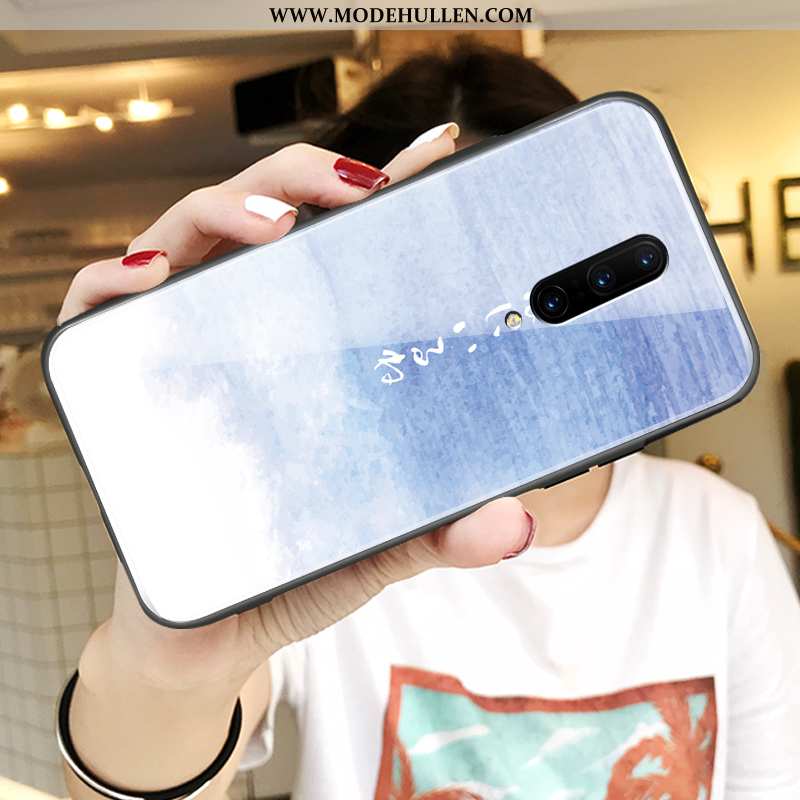 Hülle Oneplus 7 Pro Glas Persönlichkeit Spiegel Nette Handy Super Blau