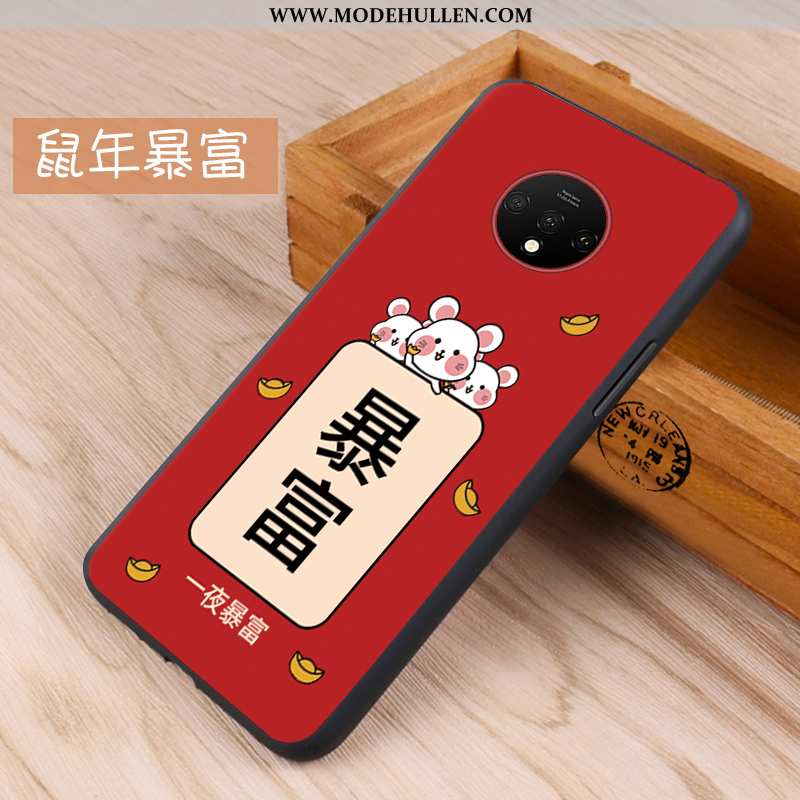 Hülle Oneplus 7t Nubuck Weiche Alles Inklusive Handy Rot Case Rote