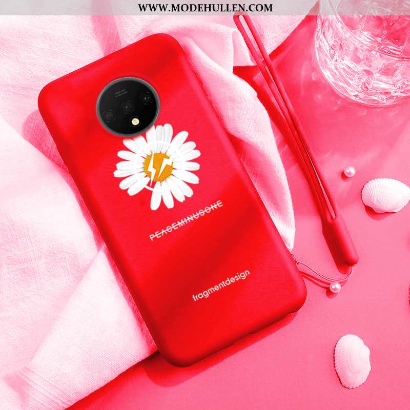 Hülle Oneplus 7t Silikon Einfach Chrysanthemes Frisch Handy Anti-sturz Rosa