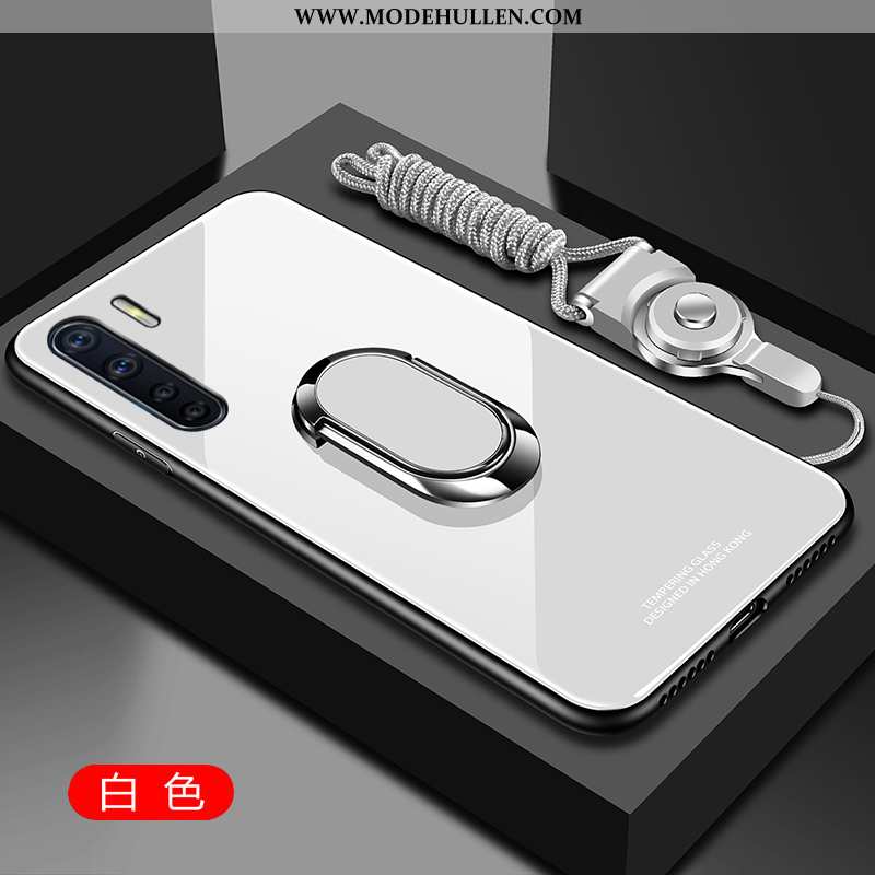 Hülle Oppo A91 Glas Mode Handy Schutz Hängende Verzierungen Case Weiße