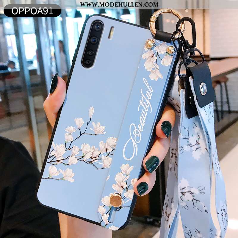 Hülle Oppo A91 Schutz Persönlichkeit Weiche Liebhaber Silikon Case Handy Blau