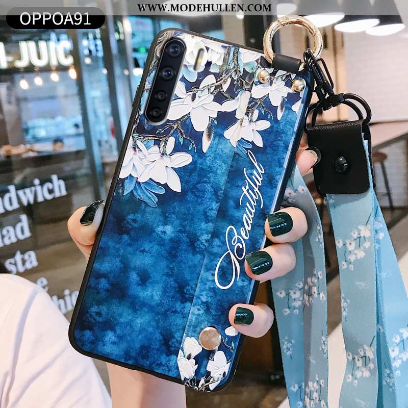 Hülle Oppo A91 Schutz Persönlichkeit Weiche Liebhaber Silikon Case Handy Blau