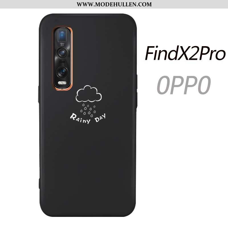 Hülle Oppo Find X2 Pro Dünne Silikon Handy Schwarz Einfach Karikatur Super