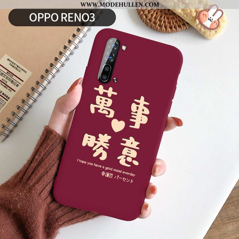 Hülle Oppo Reno 3 Schutz Nubuck Anti-sturz Einfach Silikon Super Ratte Rote