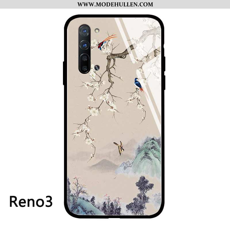 Hülle Oppo Reno 3 Silikon Schutz Case Anti-sturz Persönlichkeit Netto Rot Kreativ Beige