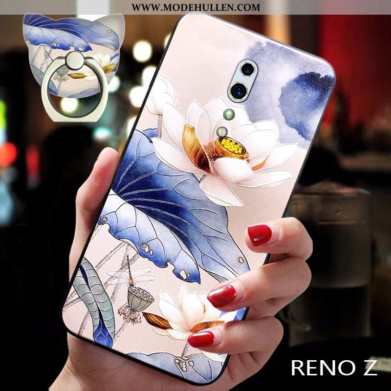 Hülle Oppo Reno Z Trend Weiche Chinesische Art Silikon Case Nubuck Blau