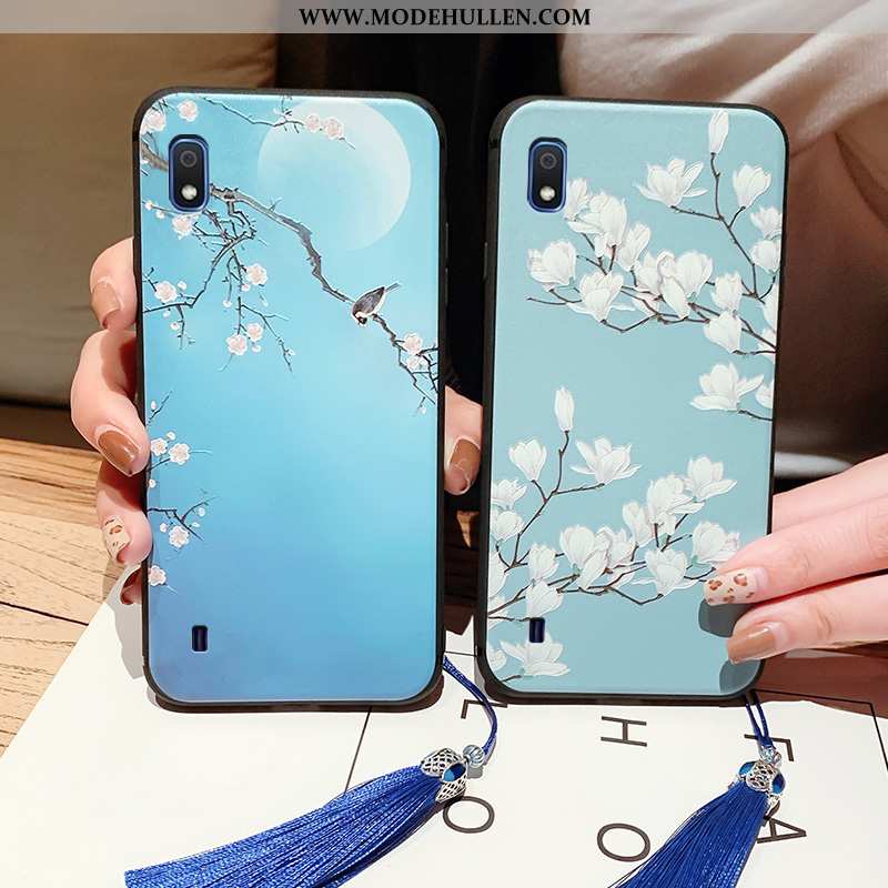 Hülle Samsung Galaxy A10 Schutz Prägung Super Chinesische Art Blau Wind Handy