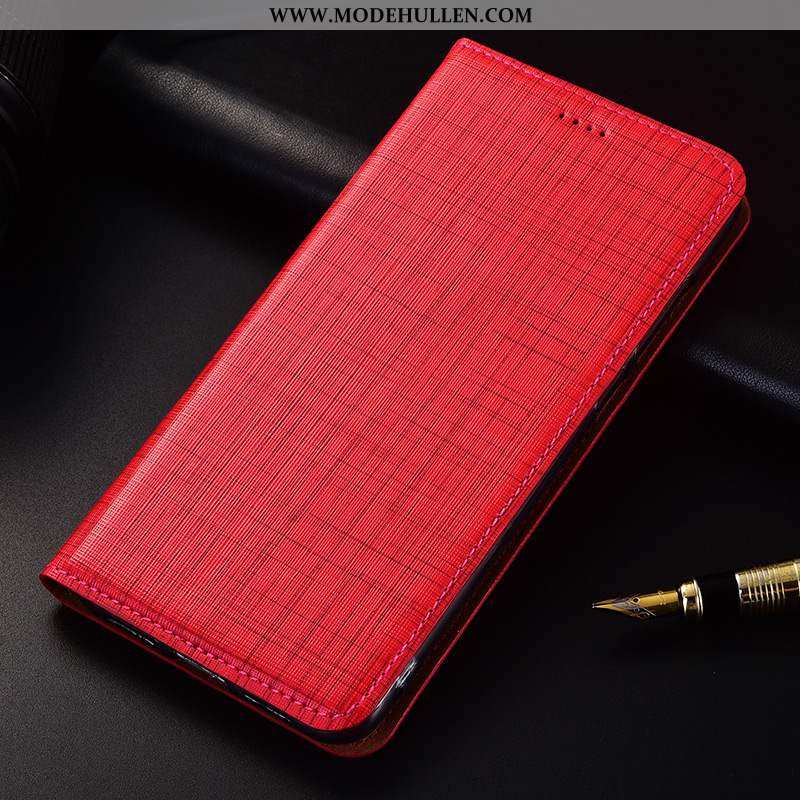 Hülle Samsung Galaxy A20e Silikon Schutz Rot Handy Anti-sturz Echt Leder Clamshell Rote