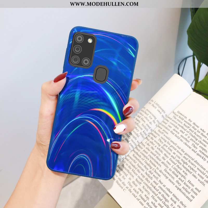 Hülle Samsung Galaxy A21s Trend Weiche Karikatur Case Mini Anti-sturz Blau