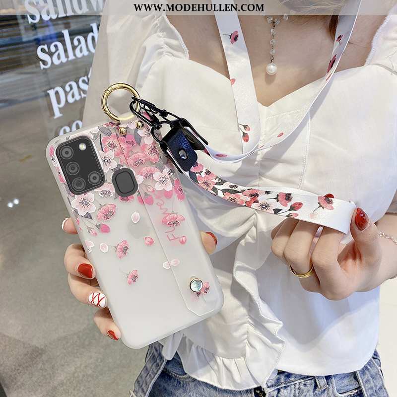 Hülle Samsung Galaxy A21s Weiche Silikon Kreativ Handy Liebhaber Hängende Verzierungen Rosa
