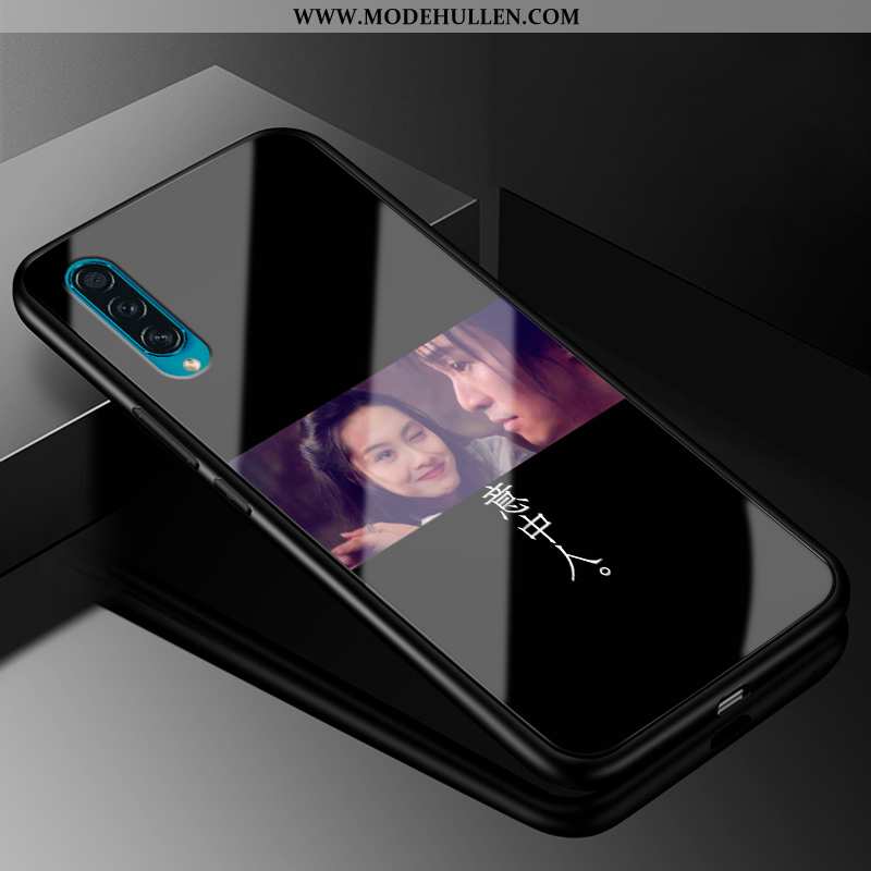 Hülle Samsung Galaxy A30s Weiche Silikon Einfach Glas Handy Liebhaber Schwarz