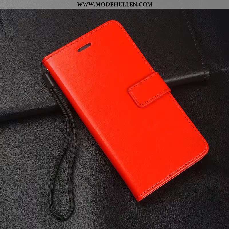 Hülle Samsung Galaxy A50s Lederhülle Sterne Schutz Rot Temperieren Case Rote