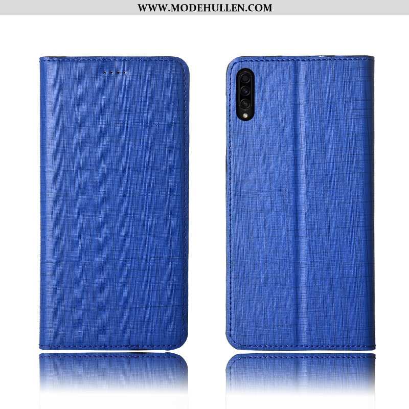 Hülle Samsung Galaxy A50s Trend Weiche Blau Echt Leder Lederhülle Folio Handy