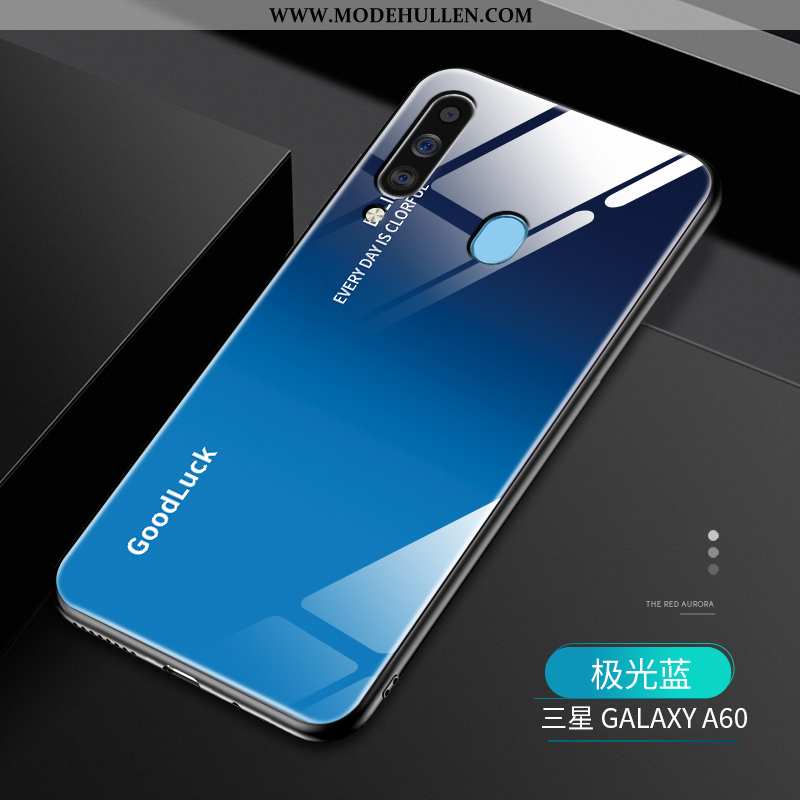 Hülle Samsung Galaxy A60 Schutz Glas Weiche Lila Hängende Verzierungen Anti-sturz Netto Rot