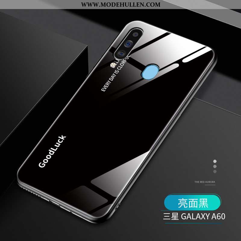 Hülle Samsung Galaxy A60 Schutz Glas Weiche Lila Hängende Verzierungen Anti-sturz Netto Rot