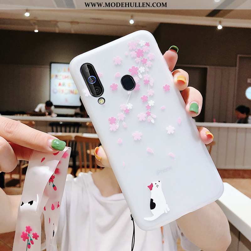 Hülle Samsung Galaxy A60 Schutz Persönlichkeit Weiß Sakura Kreativ Handy Weiche Weiße