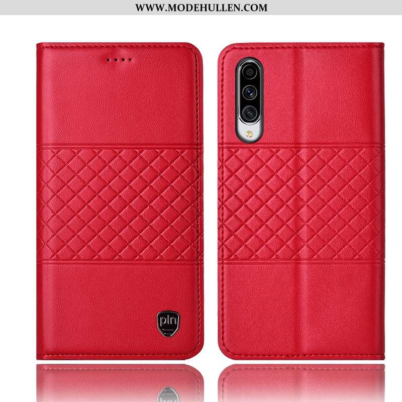 Hülle Samsung Galaxy A70 Lederhülle Schutz Folio Handy Sterne Anti-sturz Rote
