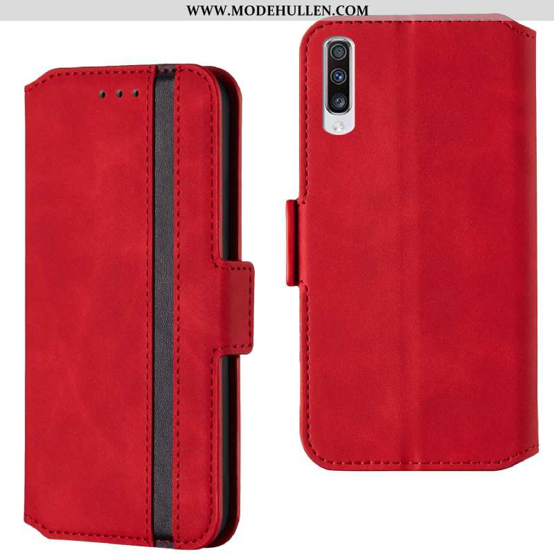 Hülle Samsung Galaxy A70 Lederhülle Schutz Rot Anti-sturz Alles Inklusive Sterne Rote